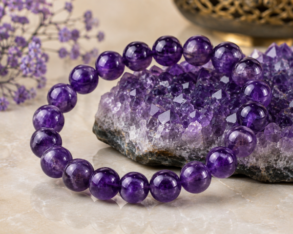 Natural Amethyst Bracelet – Stone of Peace, Wisdom & Spiritual Growth